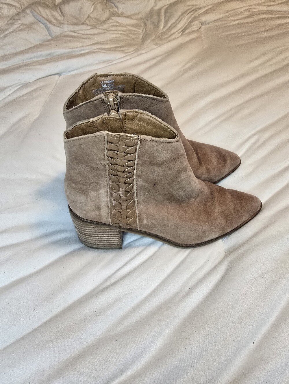 Lucky Brand Cosmio Suede Western Ankle Boots Block Heel 6